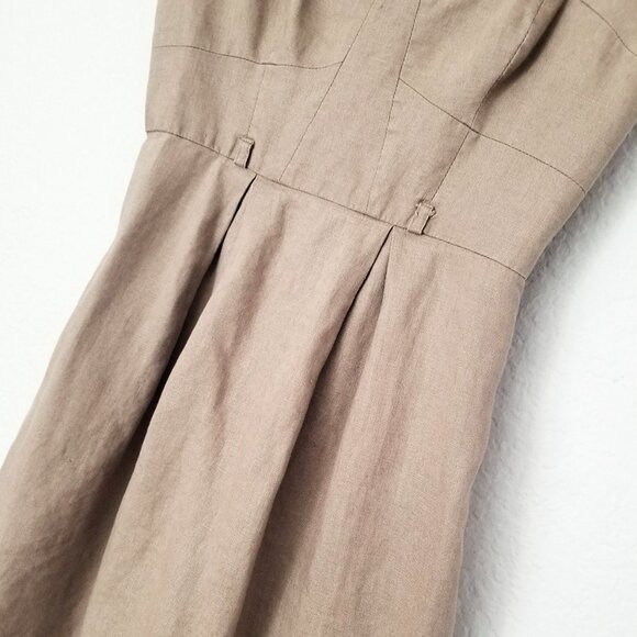 Black Halo 100% Linen Bustier Sweetheart Pleated Front Mini Dress Size 2 No Belt - Picture 10 of 15